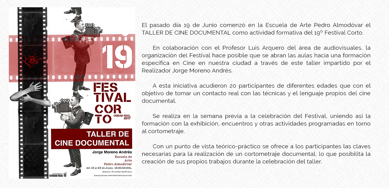 Taller cine documental 2017 - Festival Corto Ciudad Real